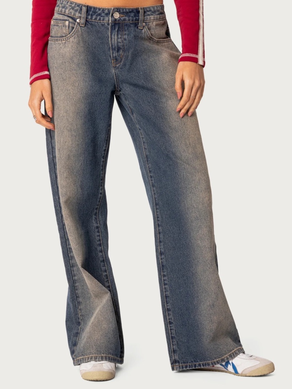 Edikted Raelynn Washed Low Rise Baggy Jeans